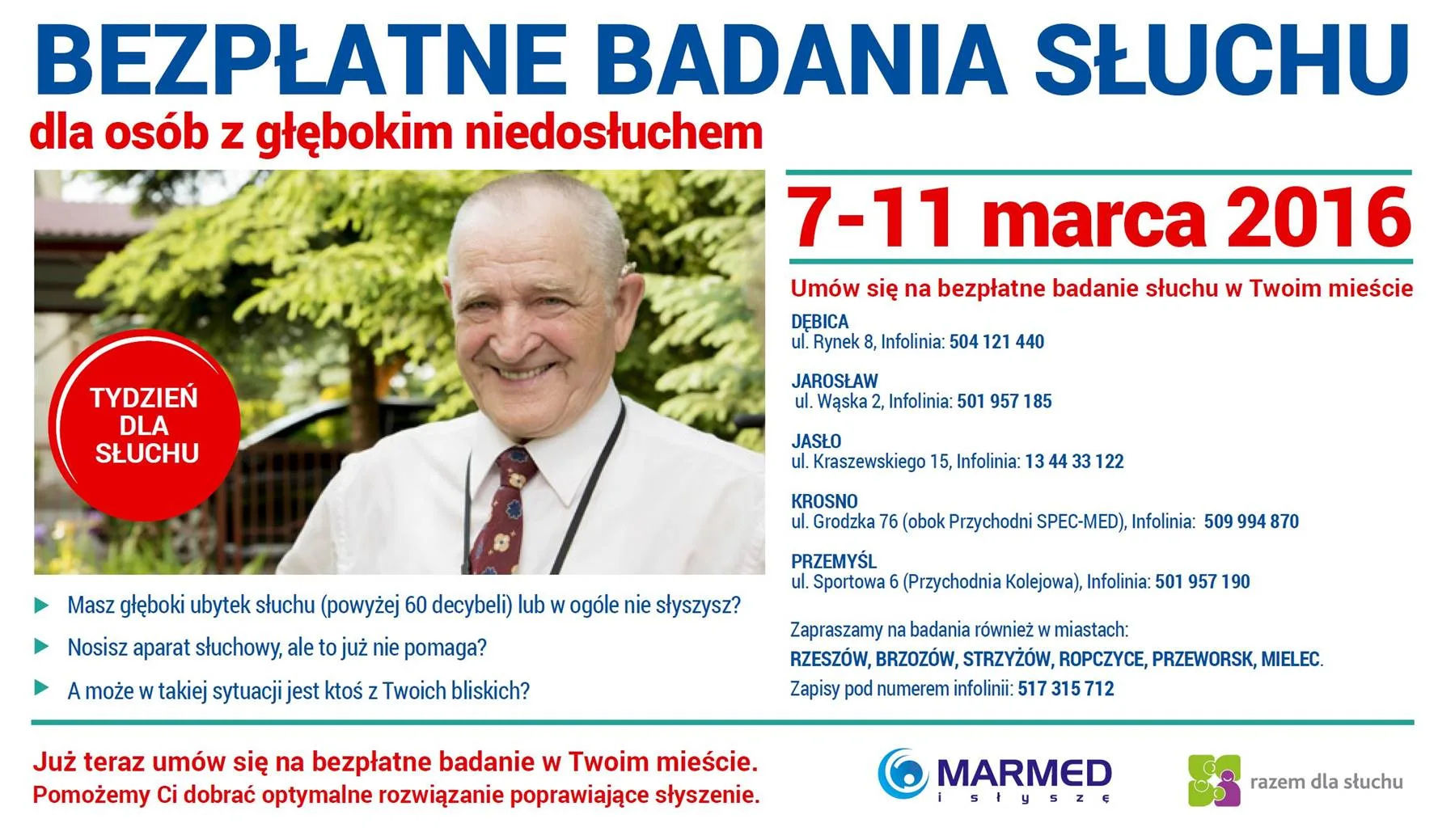Zapraszamy na bezpłatne badania słuchu dla osób z głębokim niedosłuchem